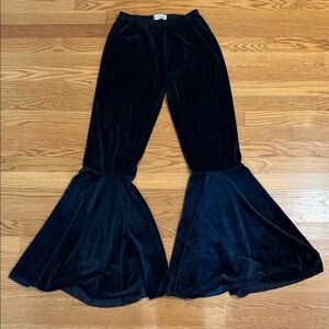 Elegant Black Velvet Women's Bell-Bottom Pants Rubys Rubbish large